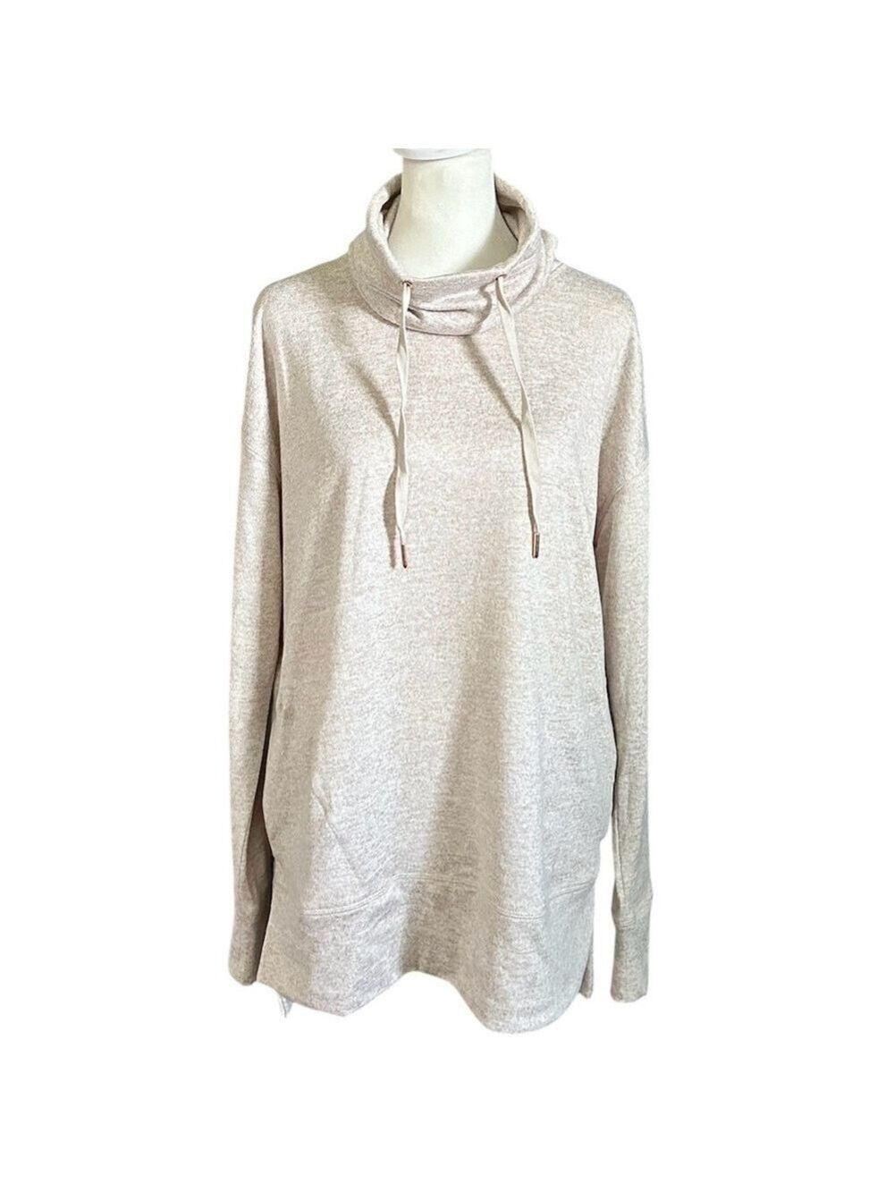Old Navy Funnel Neck Tunic High Low Pullover Sweater Tan Size Medium - Picture 1 of 11